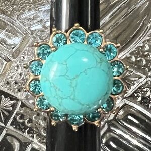 Genuine Howlite dyed rose Gold Size 8 ring